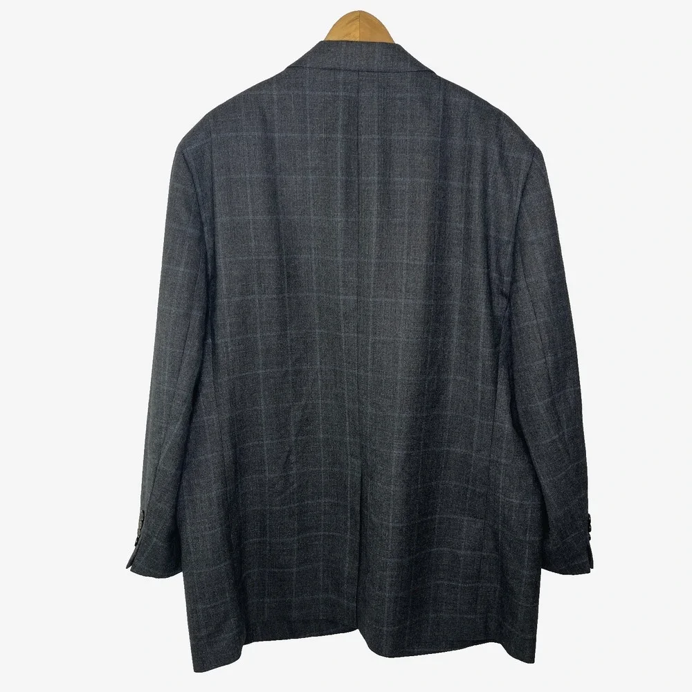 Brooks Brothers 1818 Fitzgerald Blazer 50L Gray Blue Windowpane Wool Sport Coat